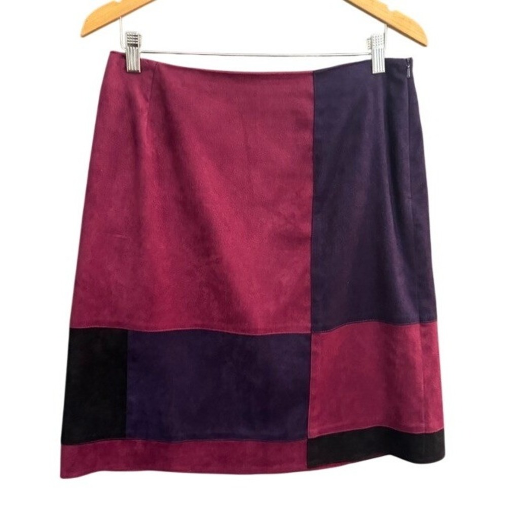 Vintage Bloomingdales & Tahari Colorblock Skirt Size 12 Magenta Purple Black